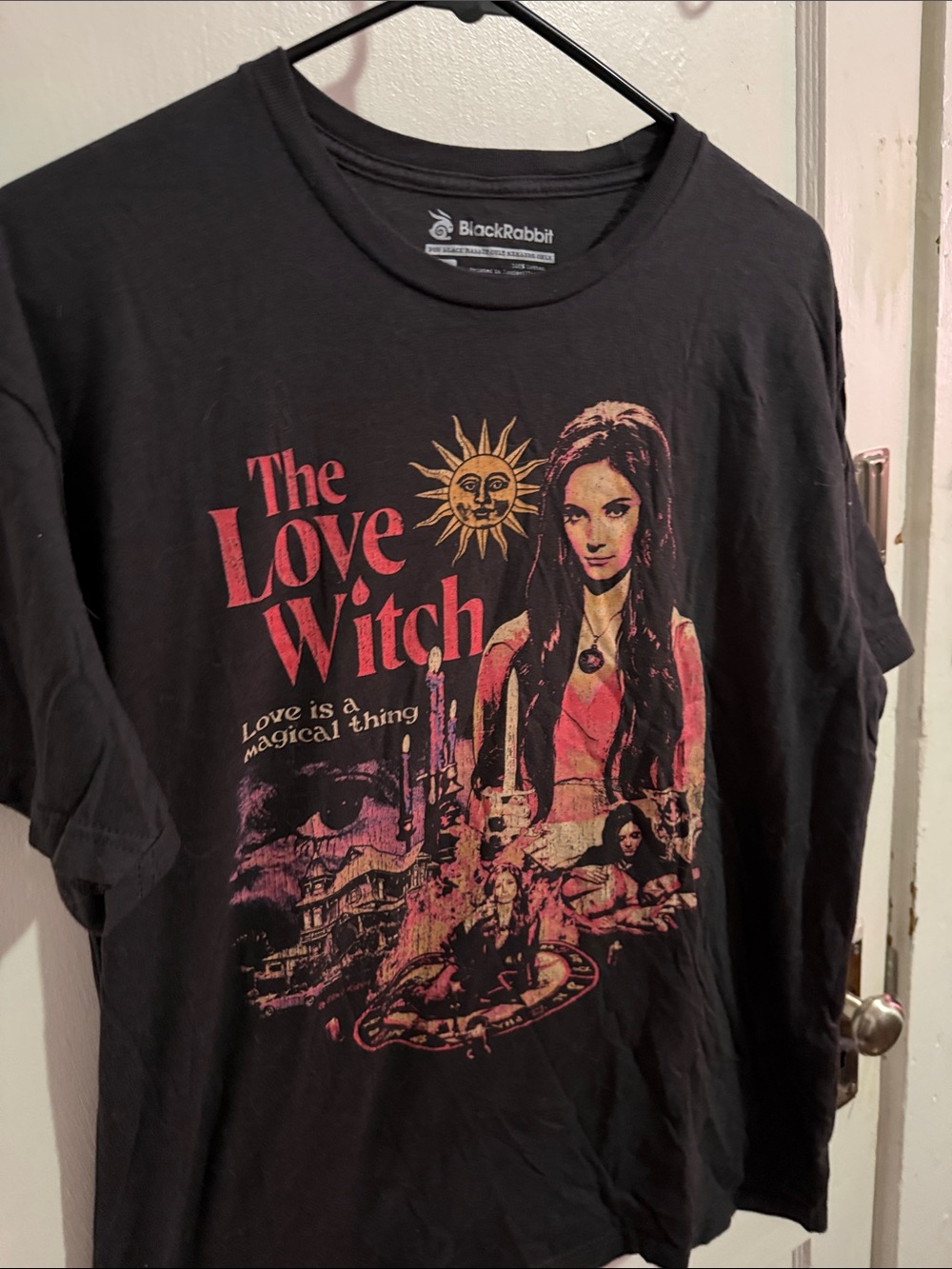 The Love Witch Graphic Tee - Black with Red & Gold Print